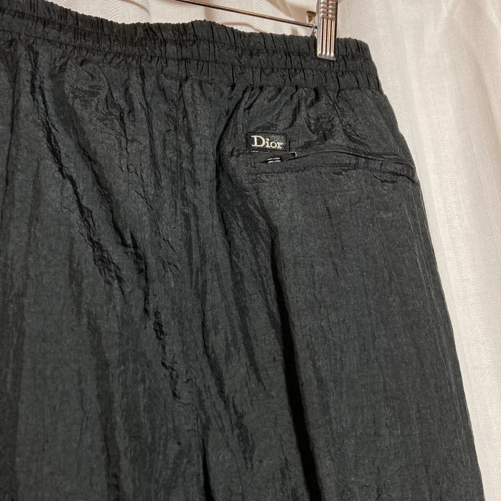 Vintage Christian Dior Monsieur Black Nylon Track Pants Mens Medium Joggers